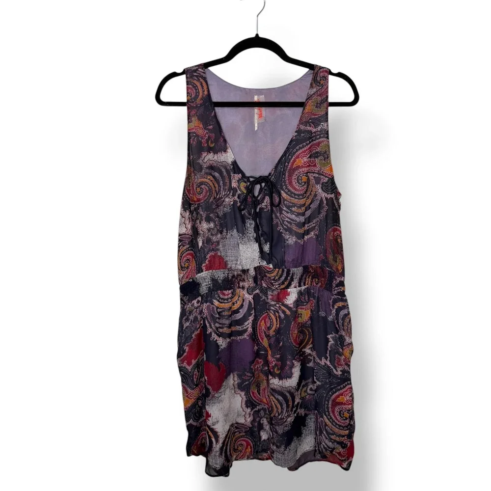 Free‎ People Falling for Georgette Women's Large Mini Dress Paisley Print